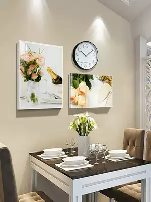 Dining room wall decoration painting frameless painting wall clock modern simple hanging painting triptych clock decoration painting mural three-piece set