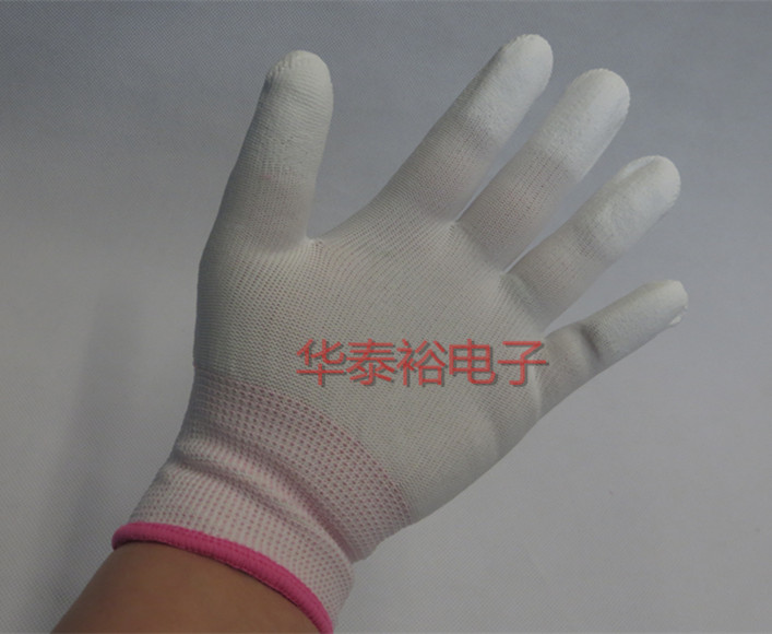 Nylon Pu Coating Finger Gloves Dust-free Carbon Fiber Gluing Antistatic Painted Finger Gloves Labor Protection Gloves