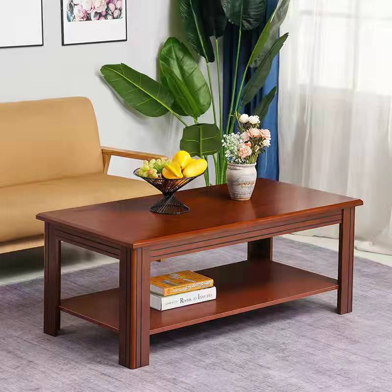 Modern solid wood edge several European-style red wood office Living room rectangular tea table tea table tea table Home small family minimalist-Taobao