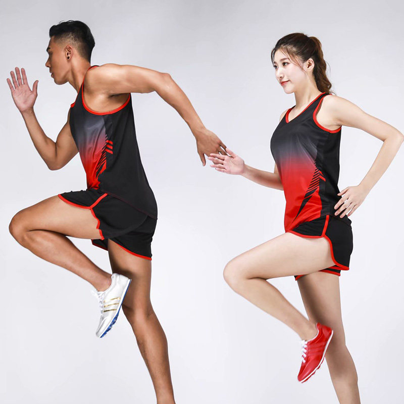 Track and field suit men's marathon sportswear female students sports test track and field running suit training suit customization