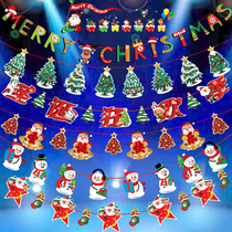 Christmas decorations pull flag mall store supermarket flower kindergarten scene layout triangle flag hanging hanging ornaments