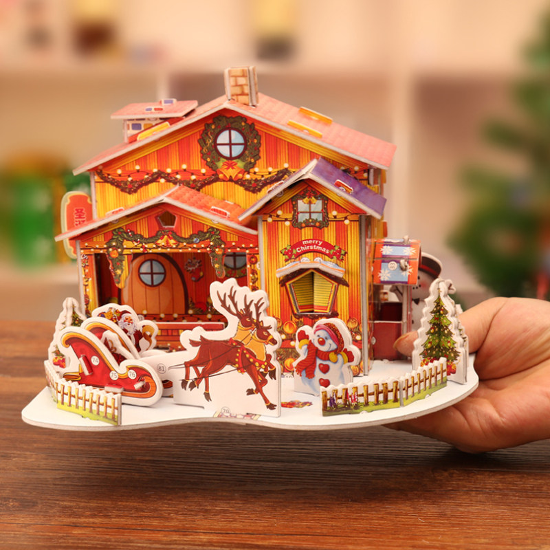 Christmas gift small gift three-dimensional puzzle puzzle DIY assembly snow house kindergarten children's small gift