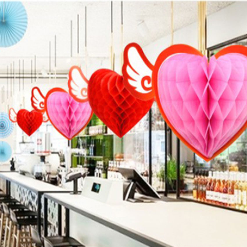 520 decorative double-sided heart-shaped pendant flower ball pendant creative jewelry store ceiling house top hanging ornaments