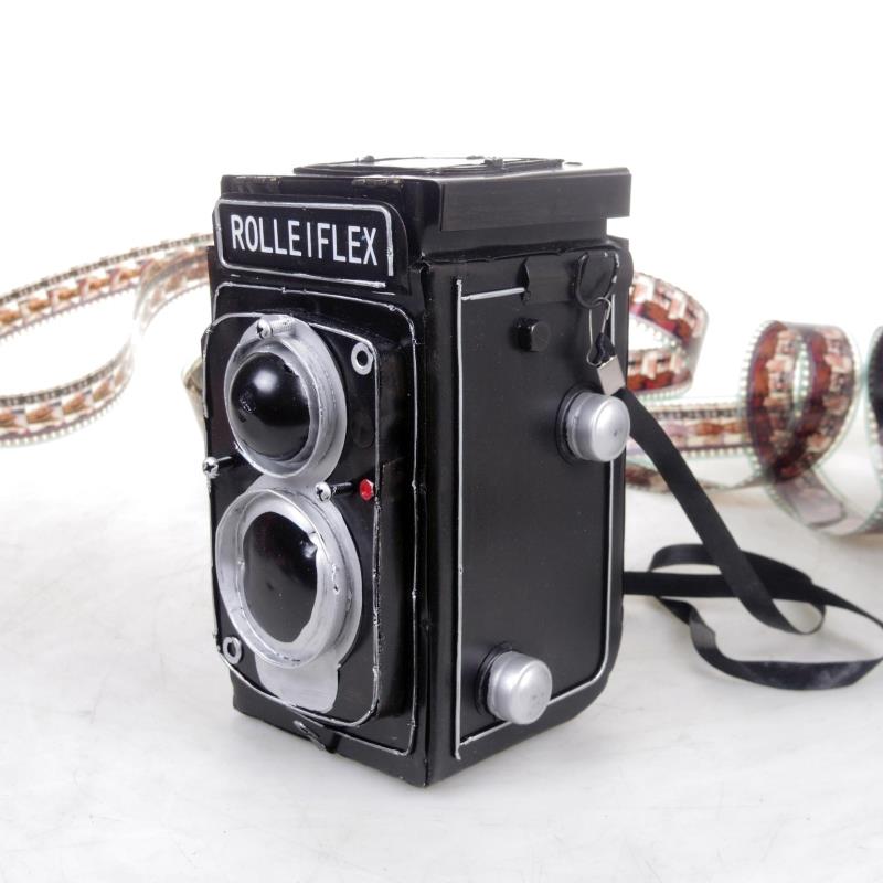 Nostalgic old tin Rolleflex double reverse old camera model vintage photography props modeling elements