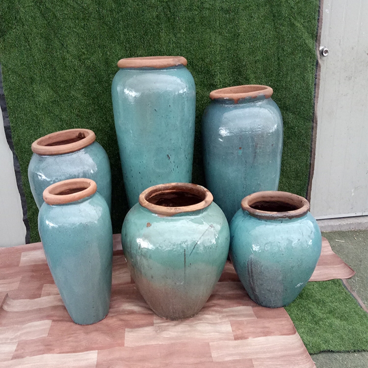 Direct Marketing Full Glazed Coarse Clay Pottery Vat Chinese Vases Landscape Large Flower Pots Pendulum floor style combined ceramic flower vat flower altars