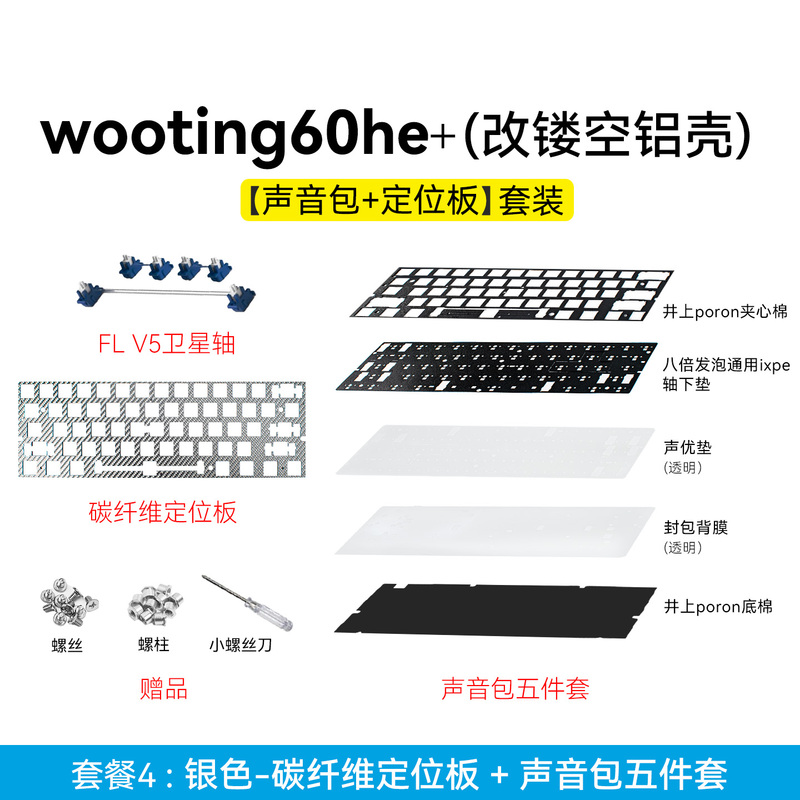 Sound Package + Positioning Board + Satellite Axis｜Wooting60He+/Zhiri/Mad60 Magnetic Axis Keyboard Customization