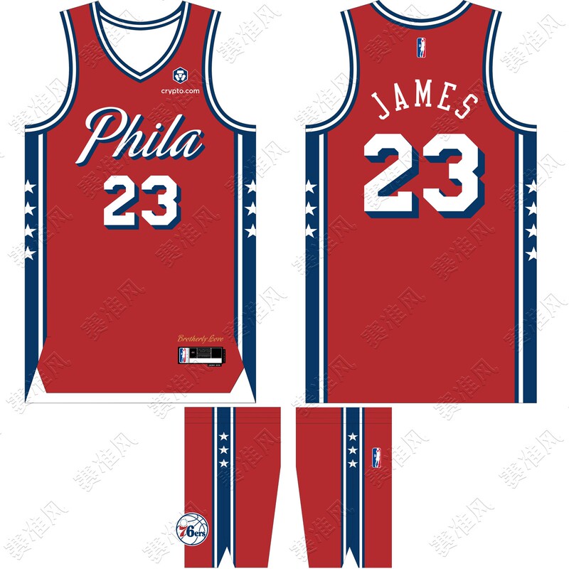76Ers Basketball Uniform Set James No. 23 Maxey No. 0 Embiid No. 21 Brown No. 7 Kids' Jersey
