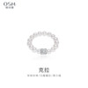 Oshiman Jewelry White Freshwater Pearl Ring Nuclear Highlight Near Round Elastic Cord Shining Side Stone Carat