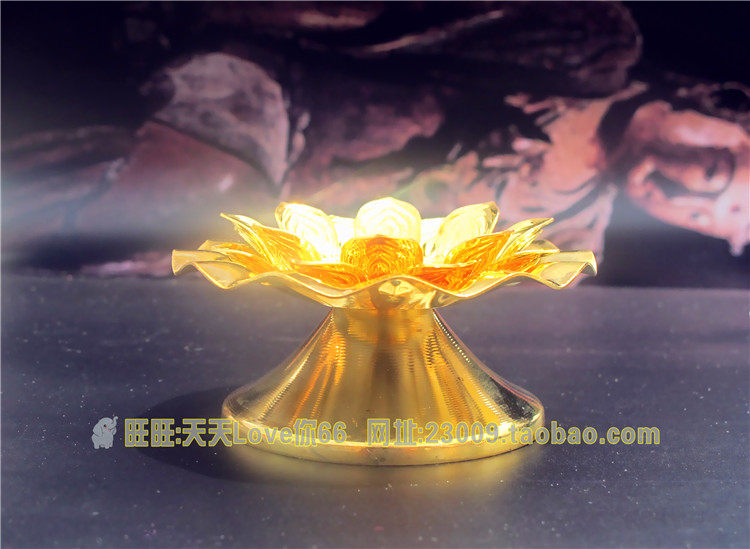 Golden Lotus Candle Holder Gold Ghee Oil Lamp Holder Lamp Supplies Golden Lian Flower Pan