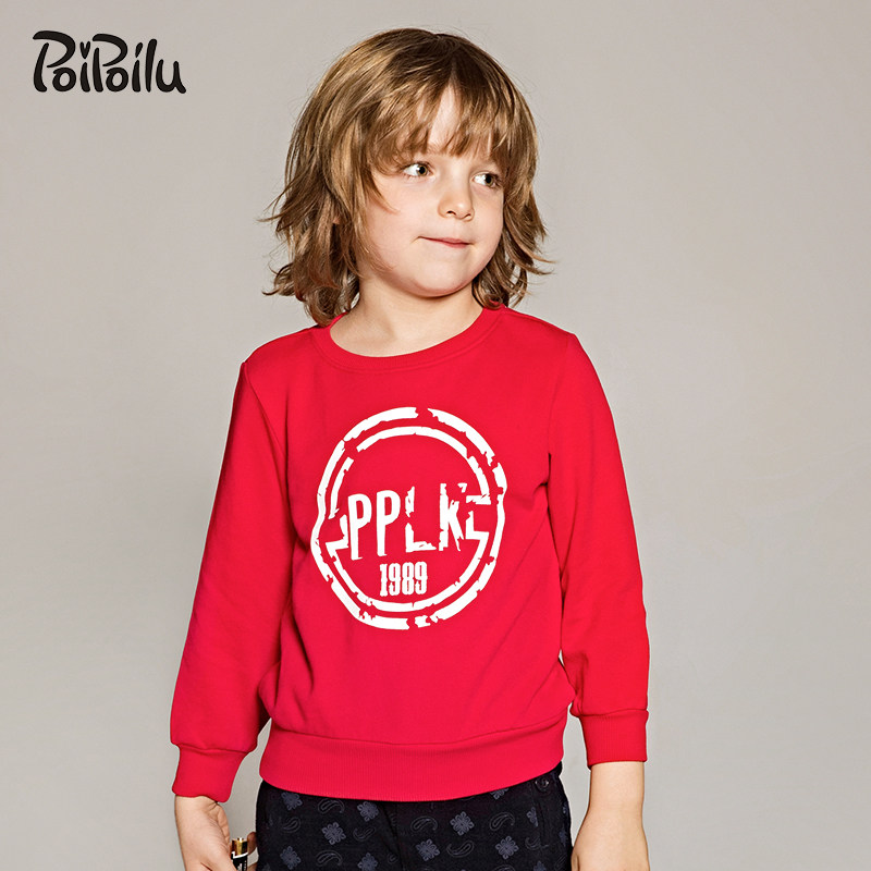 Boy Hooded Casual Blouse Easy Spring Autumn Dress New Round Collar Pure Cotton Polo Boy 12-15-year-old Korean version of the wave