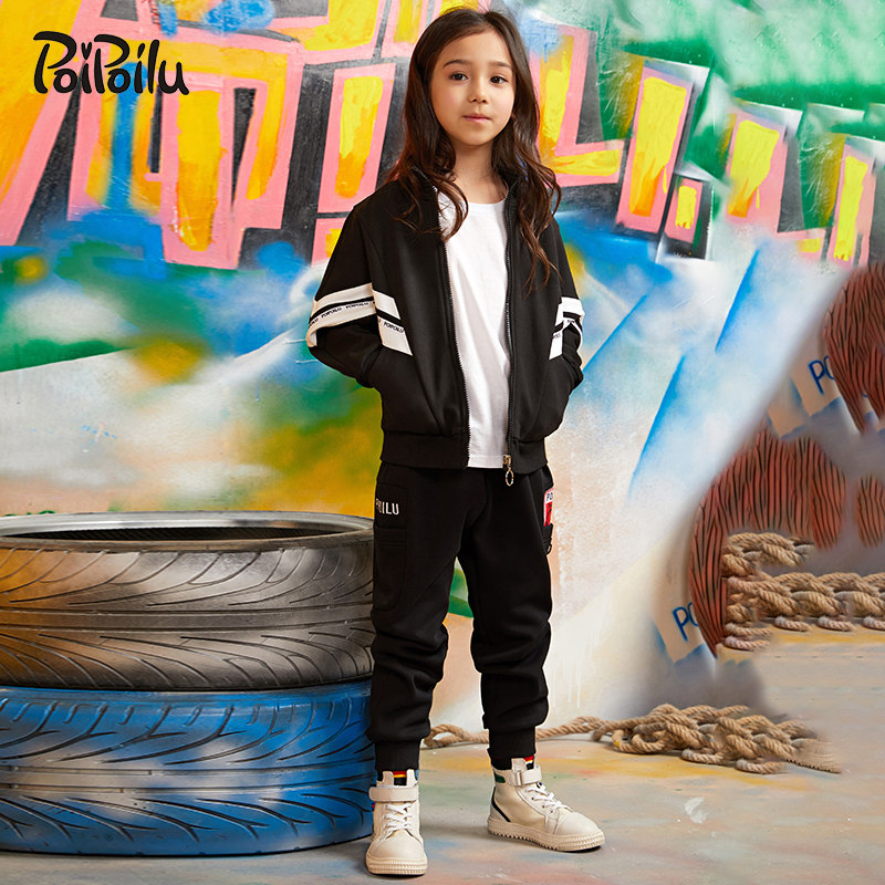 Girls' leggings trendy spring and autumn outer wear foreign style overalls medium and big girls casual Korean style trendy children's fleece sports pants