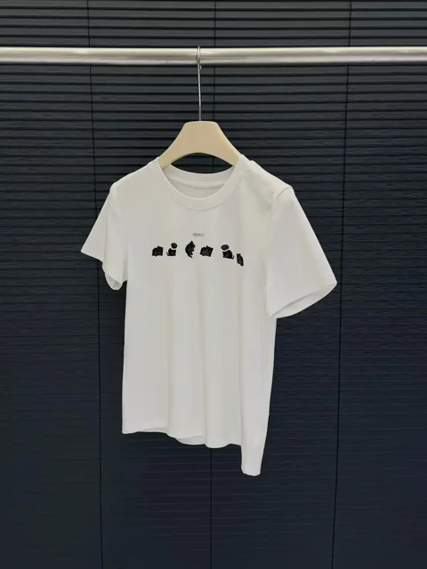 Cangmei Women's Clothing - T-Shirt with Cat Lettering Design (Recommended to Order a Size Up!)