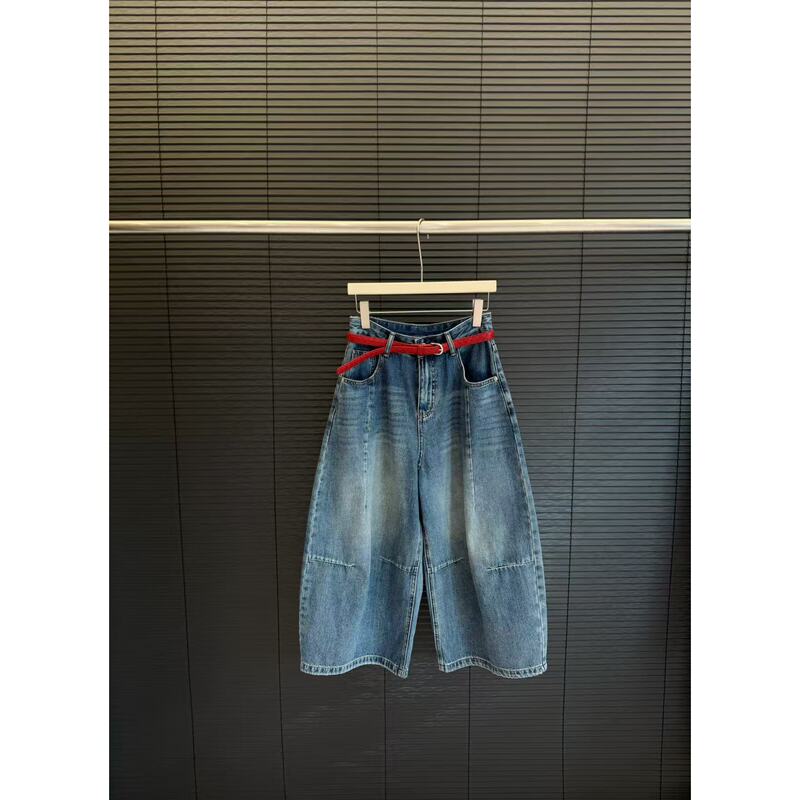 Cangmei Women's Fashion - Jeans with Horizontal Belt Design, Cropped Length (Recommended to Order a Size Up!) Cangmei Women's Fashion - Jeans with Horizontal Belt Design, Cropped Length (Recommended to Order a Size Up!)