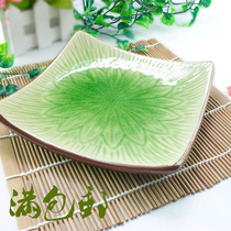 Ice crack glaze ceramic 7 inch Japanese square plate Cold dish creative plate Donburi plate 7 square pattern plate