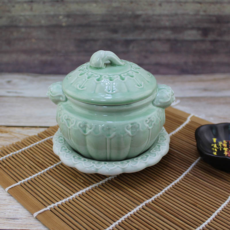 Glazed colour pure green lace with saucepan with bottom disc One person a saucepan with a small saucepan with a small saucepan