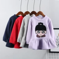 Mùa thu đông 2018 quần áo trẻ em mới phiên bản Hàn Quốc của cô gái hoạt hình váy lông cừu trẻ em váy ngắn áo len váy trẻ em hàn quốc