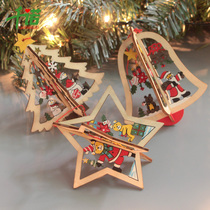Chiano Christmas decorations Christmas tree pendants Nordic Wood Christmas pendants Christmas stars Bell ornaments