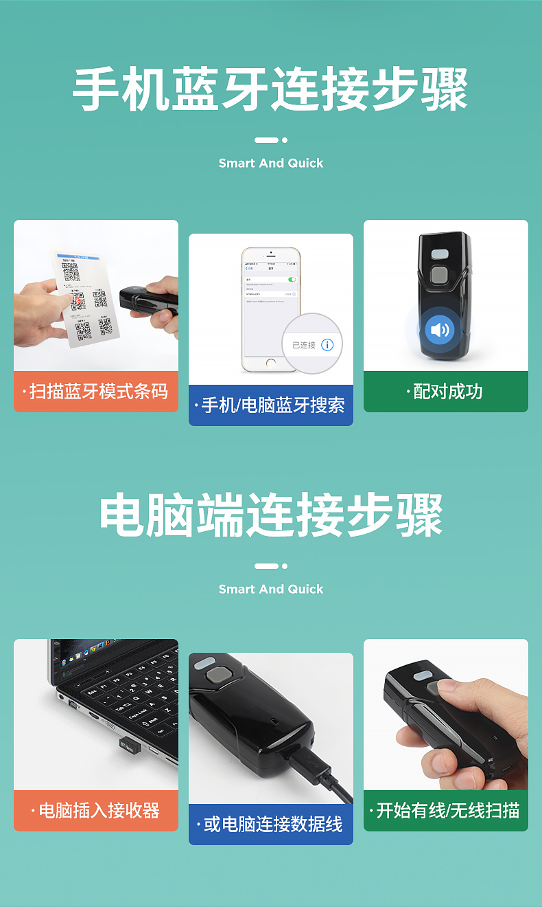 Chi Teng CT3608 mã cầm tay một chiều Máy quét không dây Bluetooth cầm tay siêu nông nghiệp đăng ký mã thanh toán trong Shen Shentong Yuantong vần bài hàng ngày - Thiết bị mua / quét mã vạch