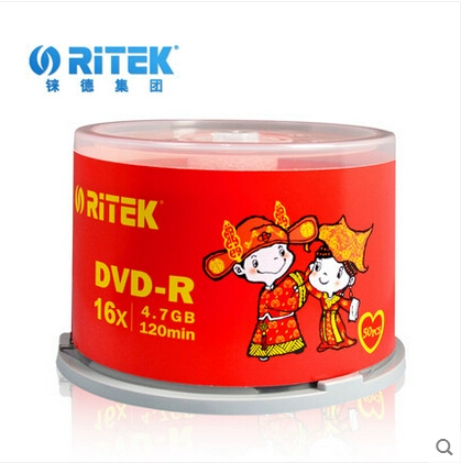 Оригинальный подлинный 铼 原 Свадебный DVD-R 4.7G Disc 16x 50 штук DVD Blank Disc Hurning Disc