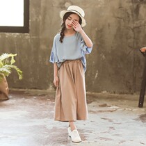 Girls suit summer 2021 new wide leg pants net red big virgin summer casual Western style loose two-piece suit