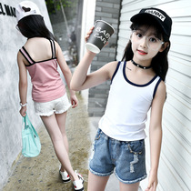 Girls vest outside wearing summer children harness female outside wearing foreign air pure cotton girl blouses 2022 summer style