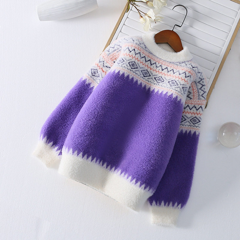 Girl's sweater ferrets 2022 New autumn and winter Grand Scouts Trendy Gush Thickened Knit Undershirt