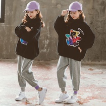 Girl Plus Velvet Clothing Tennis Red Girl Clothing 2022 New Tide Trendy Autumn Winter Han Edition Big Child Burst