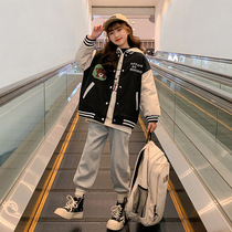 Girl Jacket Autumn Winter Clip Cotton Thickened Mesh Red Girl Outfit 2022 New Tide Trendy Han Fan Dress Baseball Suit