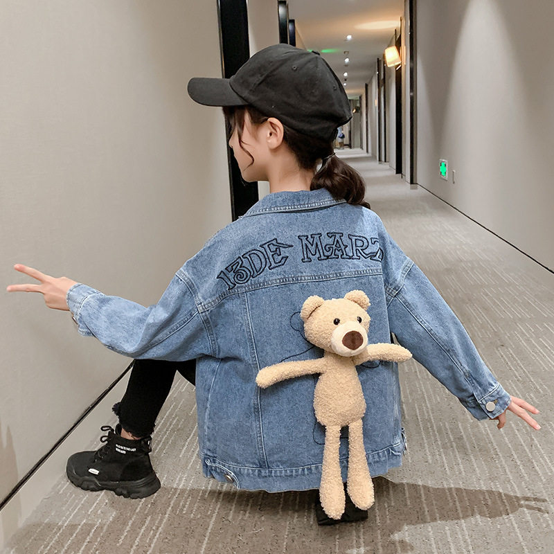 Girls jacket spring and autumn denim Western style fashion children's clothing spring clothing 2022 new trendy children's clothing big children's clothing