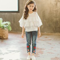 Girls Summer Suite 2022 New Yangqi 12-year-old girl Xia Fashion girl blouses Korean version trendy