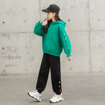 Girl Winter Clothing Suit Plus Velvet Clothing Big Boy Women Dress Foreign Air Trendy 13 Year Old Tennis Red Girl Dress 2022 New Wave