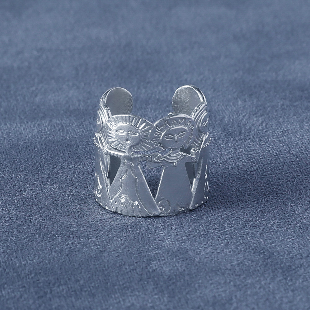 SALE E PEPE pepper and salt sterling silver Poseidon ring