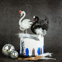 (Special Price) Meritocratic Girl Feather Swan Cake Inserts Cake Decoration Birthday Cake Inserts Flag Baking