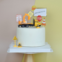 (special price) birthday cake decoration alloy cement car excavator rescue train plastic van boy swing piece