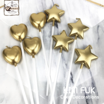 Birthday Cake Candle Gold plated Love shaped Star shaped baking plug-in Creative Children Nouveau Riche Gold dress up candle