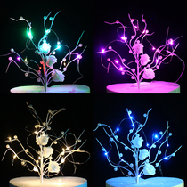 Birthday cake decoration luminous yellow white LED light string white rose plug Valentines Day color small light strip ornaments