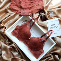 New product no steel ring girl cute sexy comfortable lace underwear underwear set gather double-breasted bra upper support