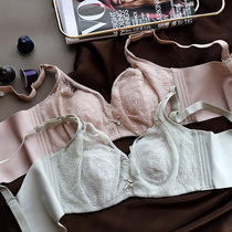 Breathable lace Crystal Cup widened milk adjustable bra no trace ultra-thin soft steel ring sexy large size underwear