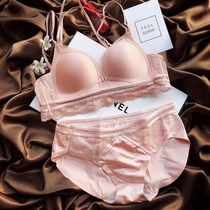 New beauty back thin Cup gathers sexy underwear comfortable glossy girl cute without steel ring one-piece bra set