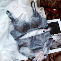 MIDNIGHTBLUE Hollow Lace Sexy Underwear Japanese Girl Without Steel Ring Modal Soft Skin Bra