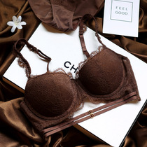 European and American sexy ruffle lace underwear set niche French support ABC Cup ladies bra simple