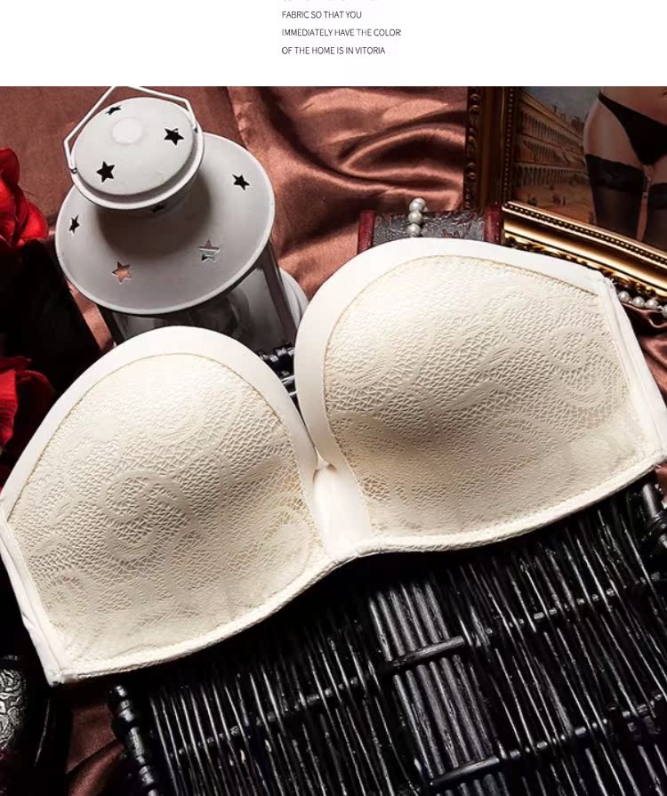 Strapless bra non-slip phần mỏng đồ lót cô gái ren thu thập nửa cup vô hình liền mạch áo ngực đám cưới bra ống mỏng