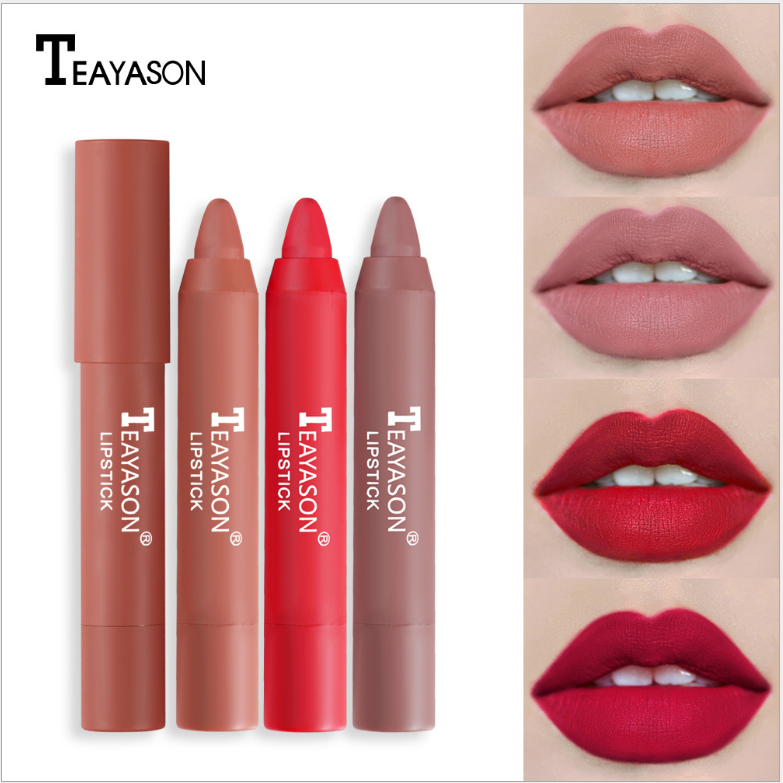 12-color crayon lipstick matte matte waterproof whitening does not pull dry aunt bean paste milk tea coral color parity student