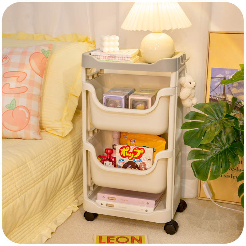 Snack Shelf Floor Dormitory Bedside Cosmetics storage floor Bedroom Good Boxes of Things Moving Trolley