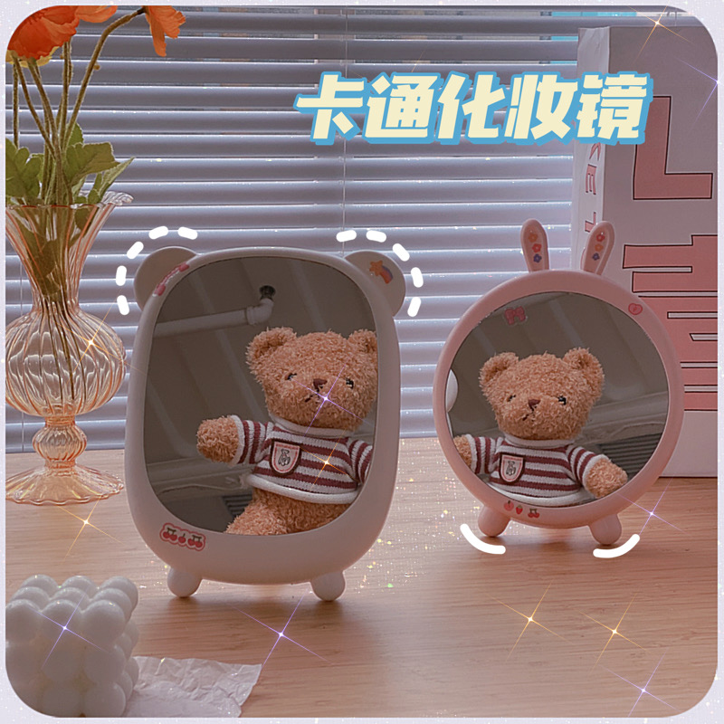 Mirror Makeup Mirror Desktop desktop ins Home Cute Portable Office Can Stand Student Dorm Girl Makeup Mirror