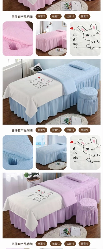 Mã hóa rửa bông rắn màu đôi chính tả thêu đẹp cơ thể vật lý trị liệu chăn quilt bao gồm bốn bộ lõi dày dày - Trang bị tấm