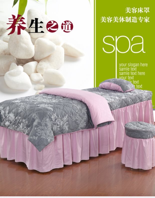 Vẻ đẹp mới bốn mảnh twill quilted quilted quilt cover bed spa massage giường giường tùy chỉnh ga trải giường gội đầu