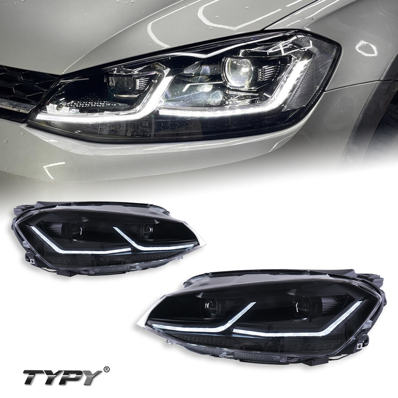 Suitable for 14-20 Models of Volkswagen Golf 7/7.5 Headlight Assembly Modified with Led Daytime Running Lights and Flowing Turn Signals