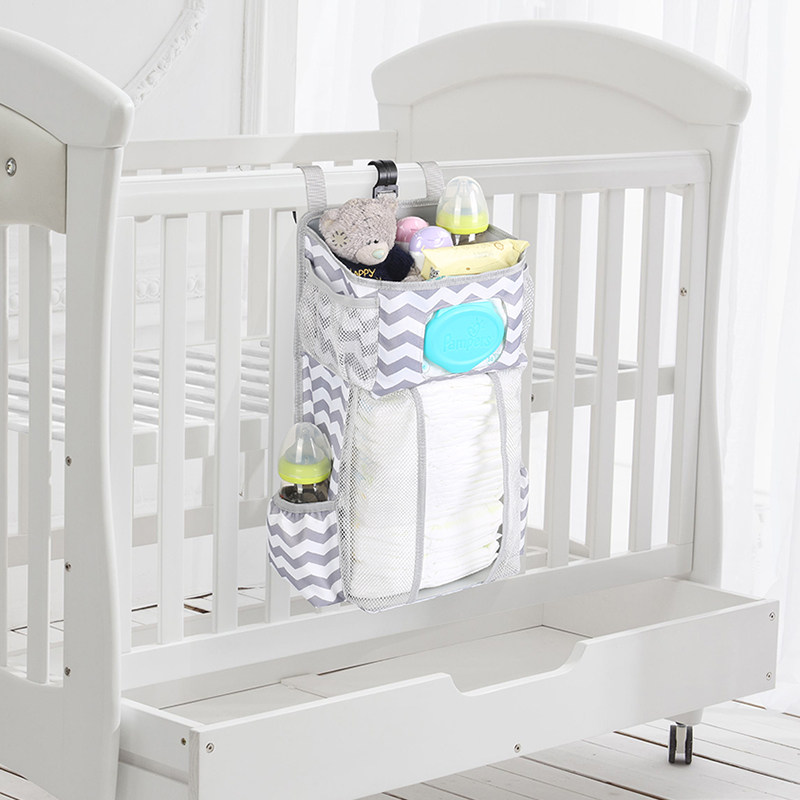 Crib hanging bag bedside storage bag diaper storage artifact children's bedside urine bag storage hanging bag hanging basket