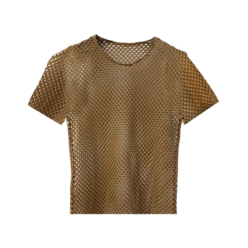 New Summer Large Mesh Short-Sleeve T-Shirt Trendy for Men and Women, Fashionable and Versatile, Hollow Breathable Fishnet Top Cover-Up